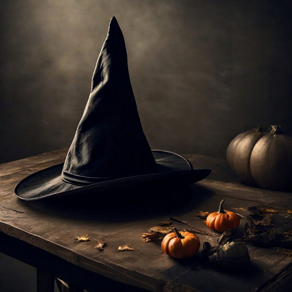 chapeau de sorcière sur table 