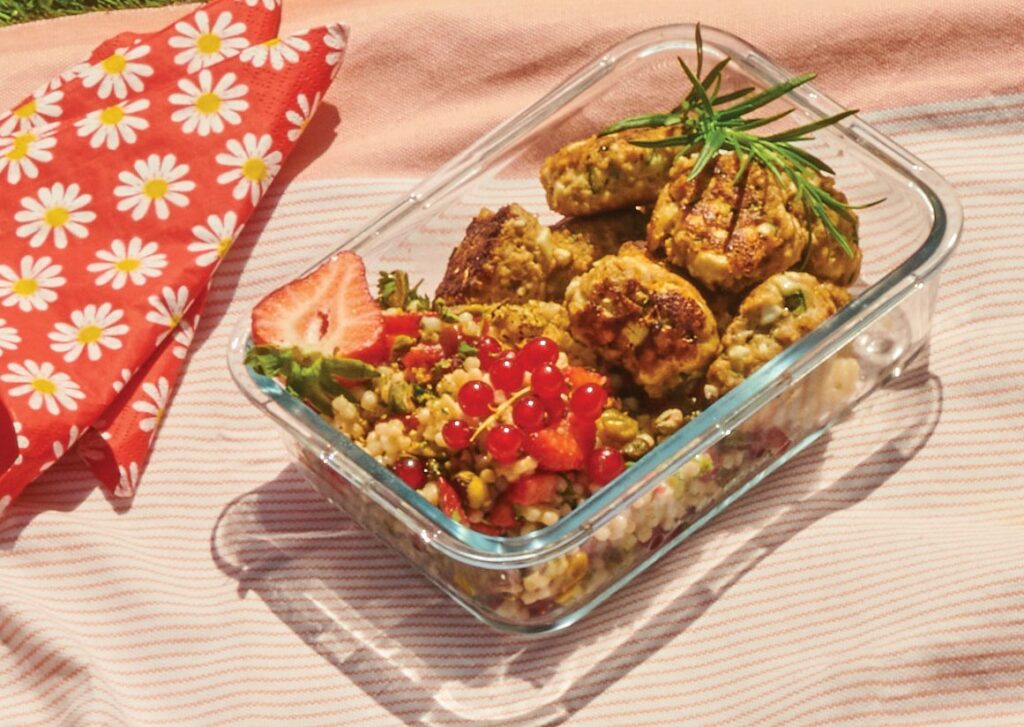 taboulé et boulette de courgette