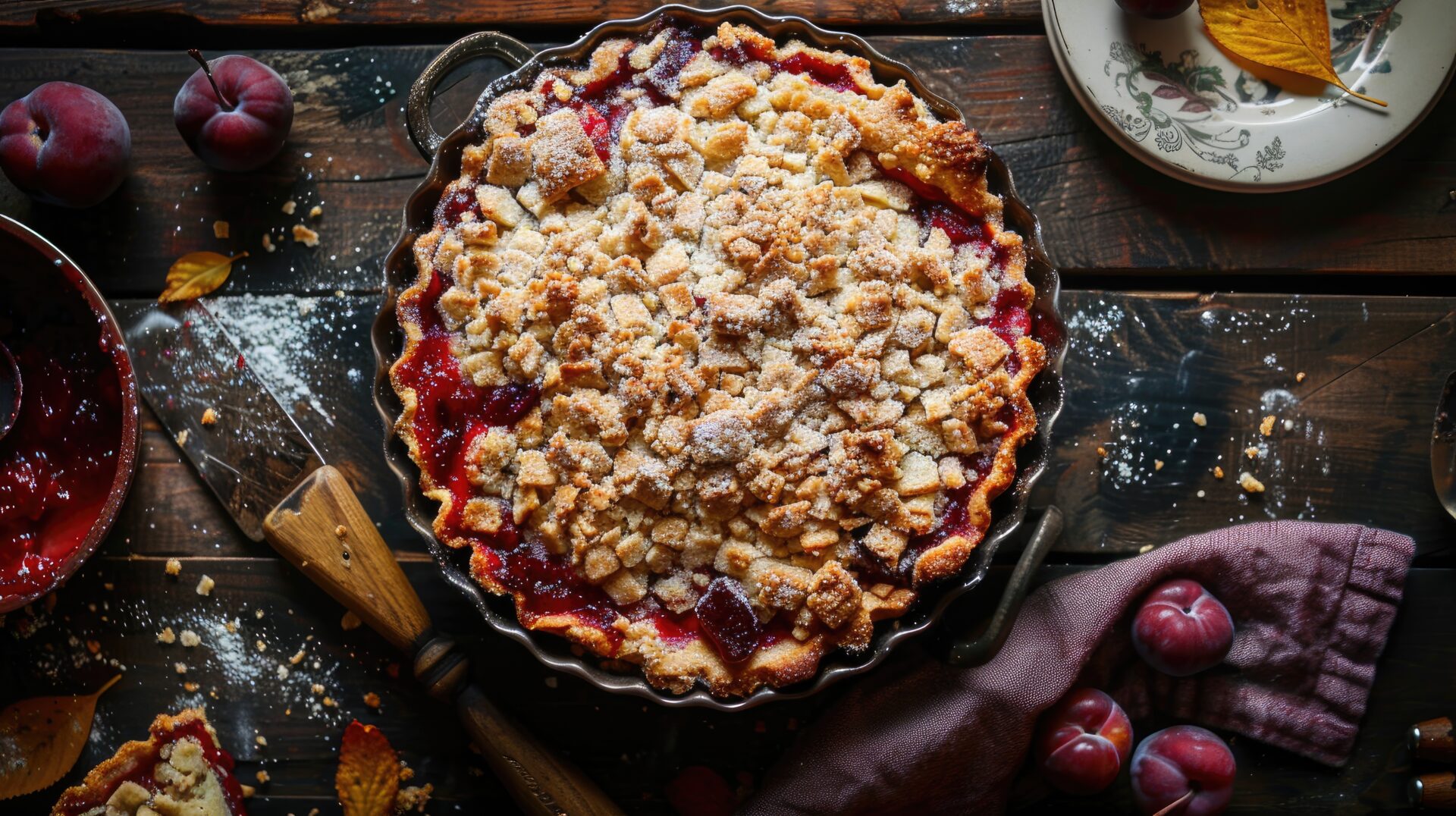 crumble aux prunes rouges