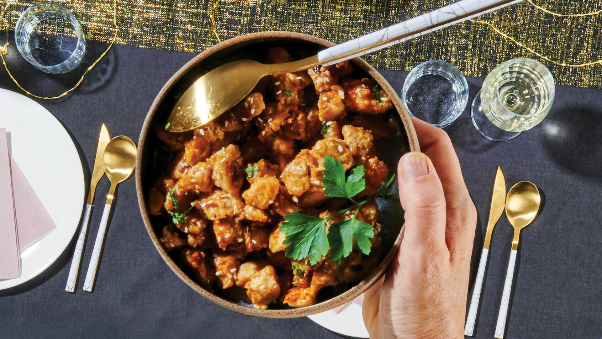 dés de volaille à la mandarine